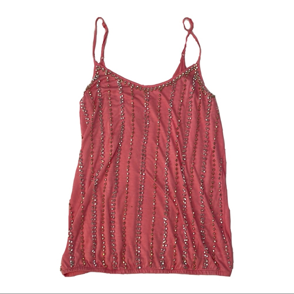 coral pink tank top with gems